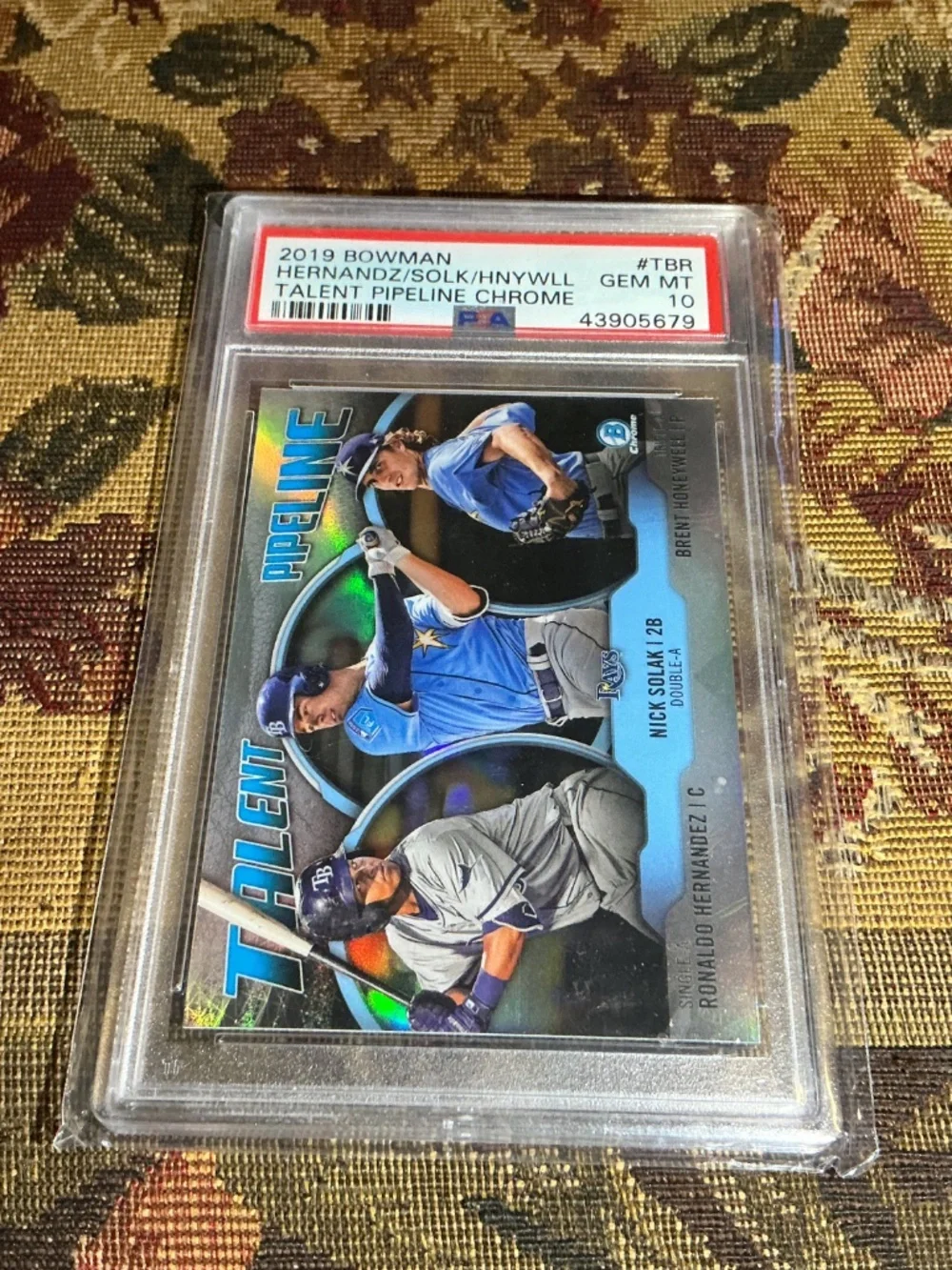 2019 Bowman Chrome Talent Pipeline #TBR Rays Hernandez Solak Honeywell PSA 10